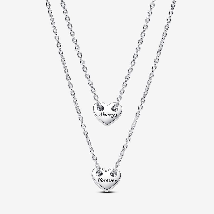 Separable heart necklaces, now and forever, silver - 393207C00-45 - Pandora