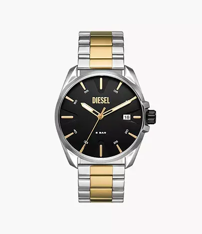 Two-tone steel watch (white/yellow), black dial - DZ2196 - Diesel