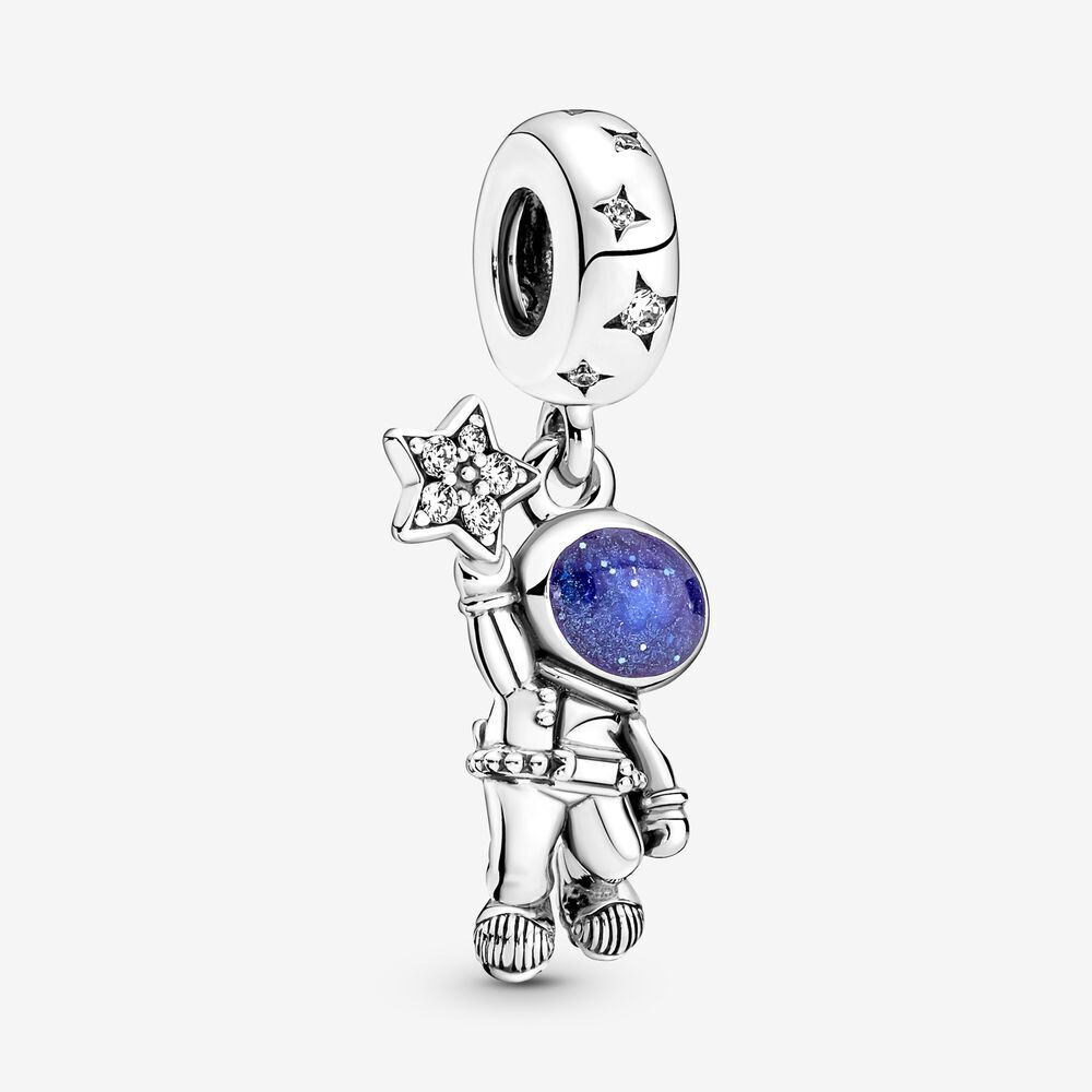 Bille astronaute dans la galaxie, argent, zircons incolores et émail bleu - 790030C01 - Pandora