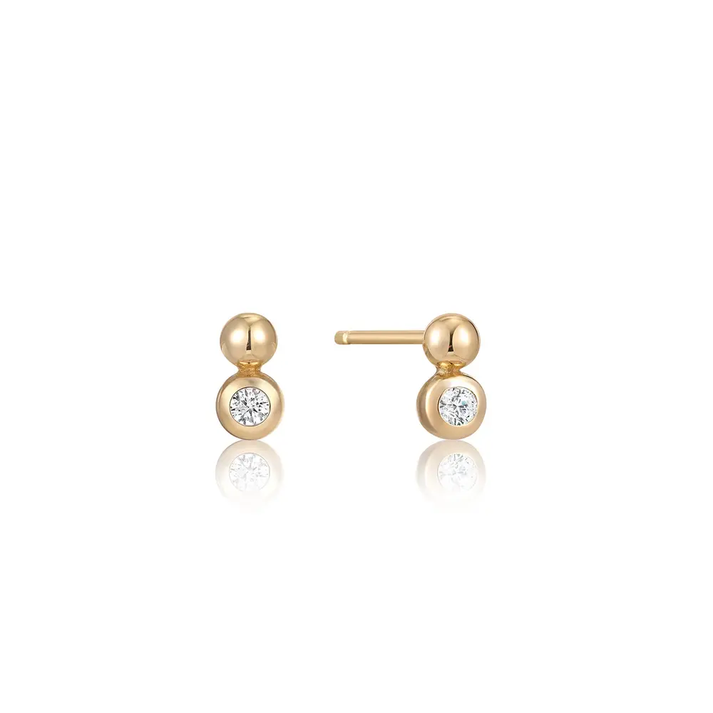 Gold-plated silver stud earrings with cubic zirconia