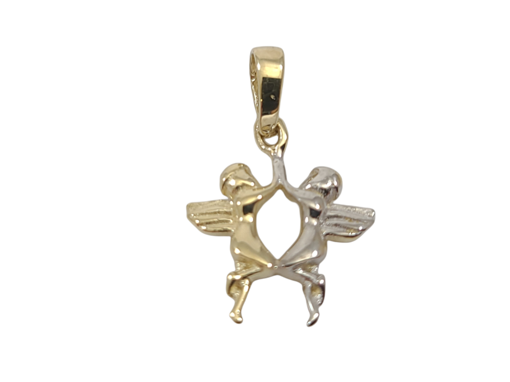 Pendentif anges, or 2 tons (jaune/blanc) 10 carats - POZ-363-2T - Exclusivités