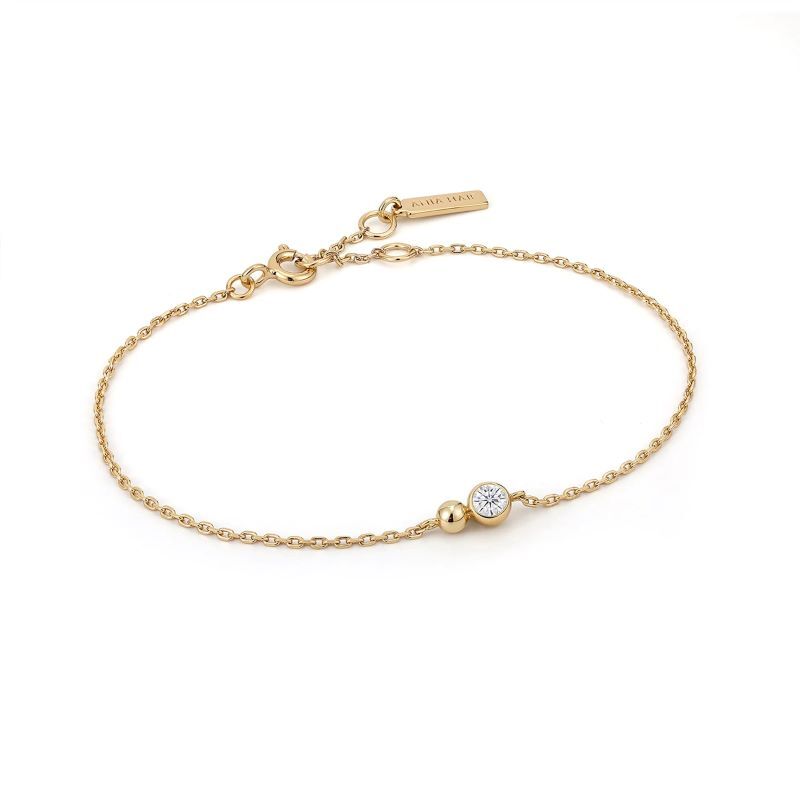 Gold-plated silver bracelet, zirconium - B045-01G-CZ - Ania Haie