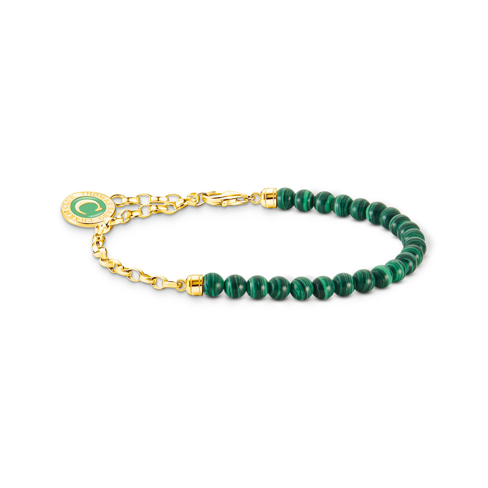 Bracelet argent doré, malachites synthétique - A2130-140-6-L19V - Thomas Sabo