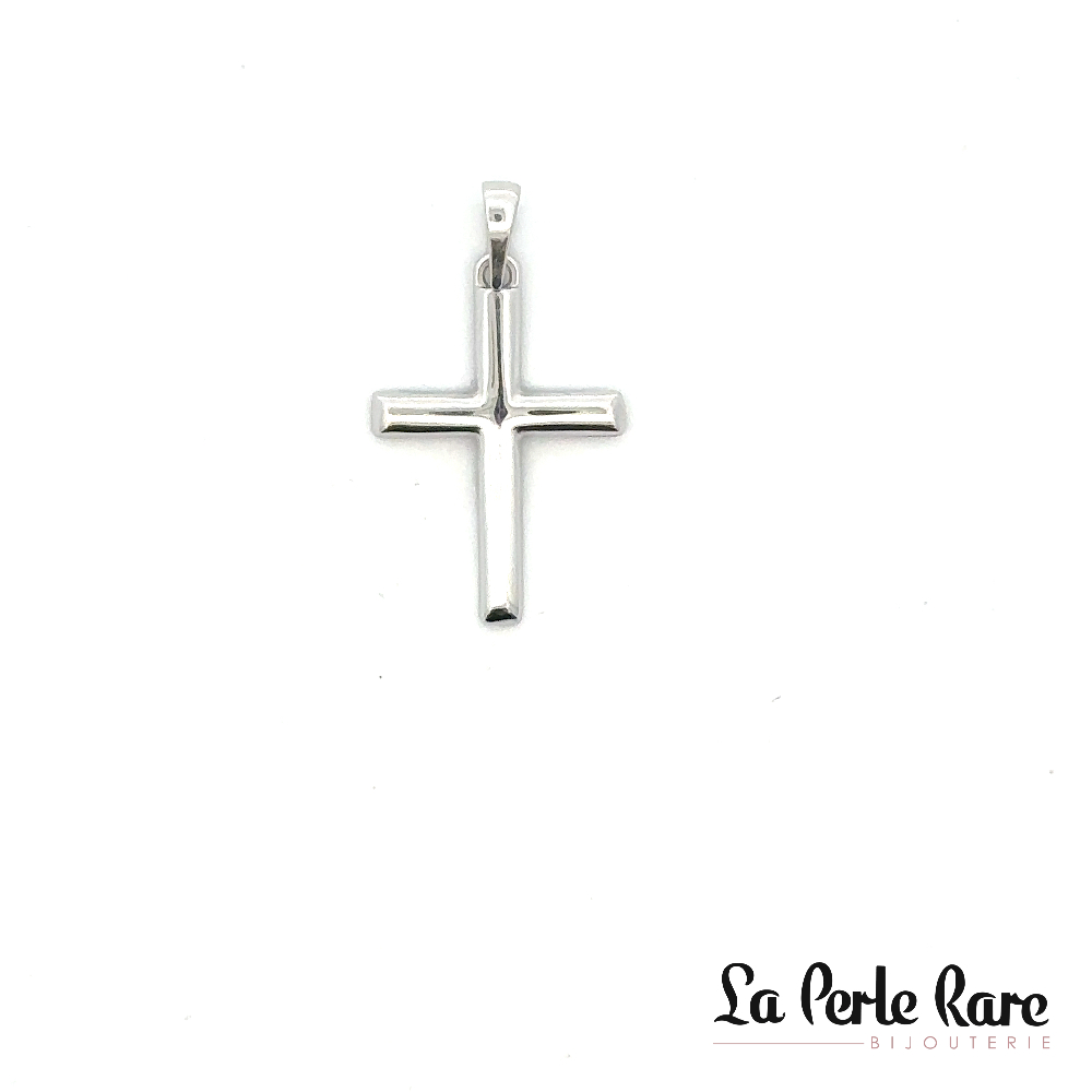 Pendentif croix, or blanc 10 carats - PEM-665-B - Exclusivités