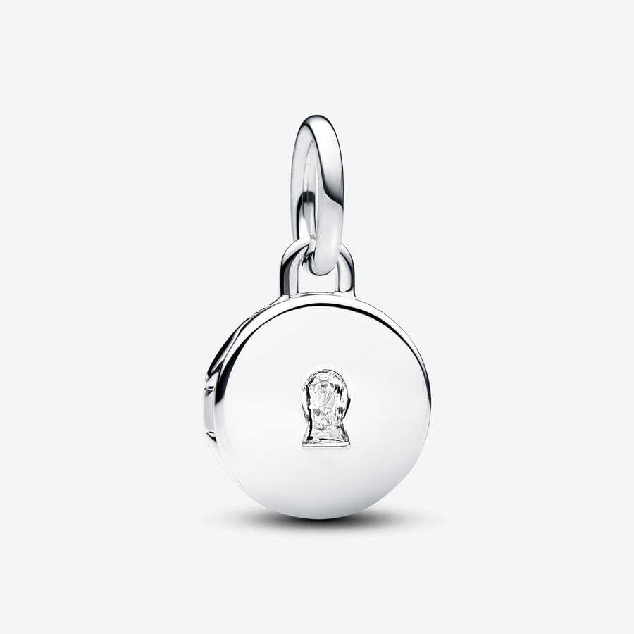 Openable, engravable locket bead, silver, cubic zirconium - 793066C01 - Pandora