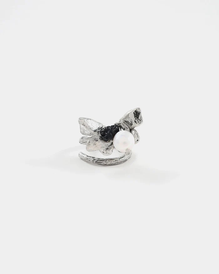 Bague ajustable, étain, perle - ORION-ARGENTE - Anne-marie Chagnon