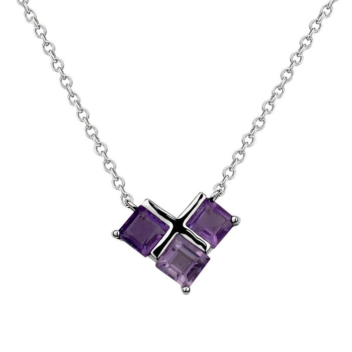 Collier argent, zircons mauves - N3461 - Création Gl