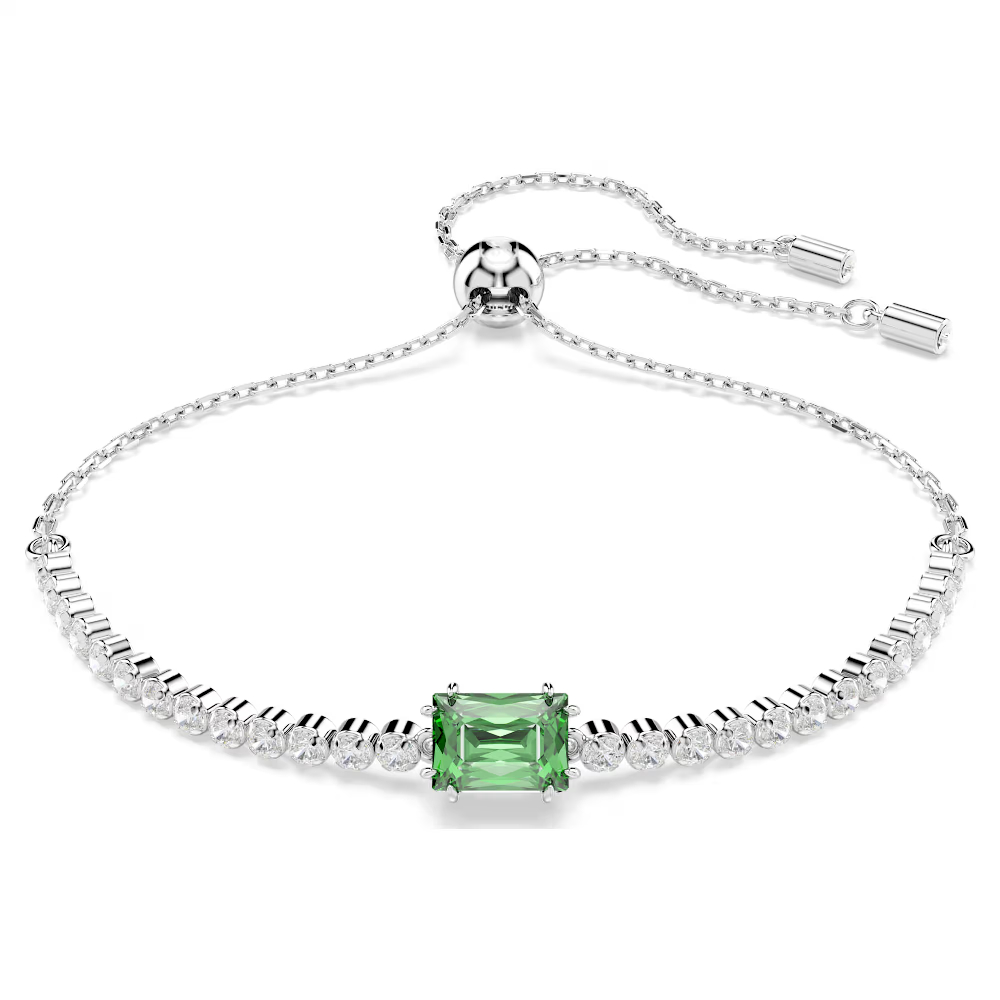 Bracelet coulissant, métal rhodié, cristaux blancs et vert - 5693411 - Swarovski