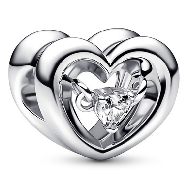 Bille cœur radieux, argent, zircon flottant. - 792493C01 - Pandora