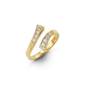 Bague d'orteil, or jaune, zircons