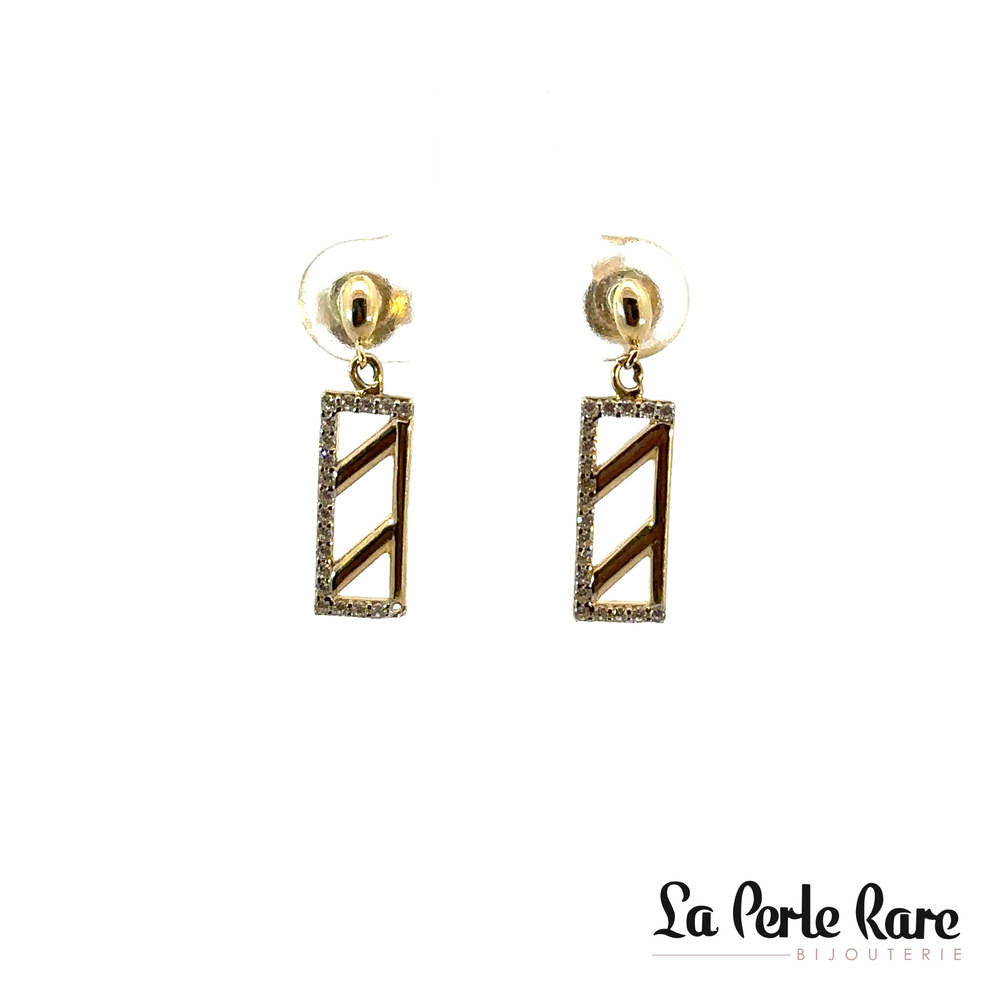 2 tone gold pendant earrings (yellow/white), zirconias - EOZ-520-2T - Exclusivity