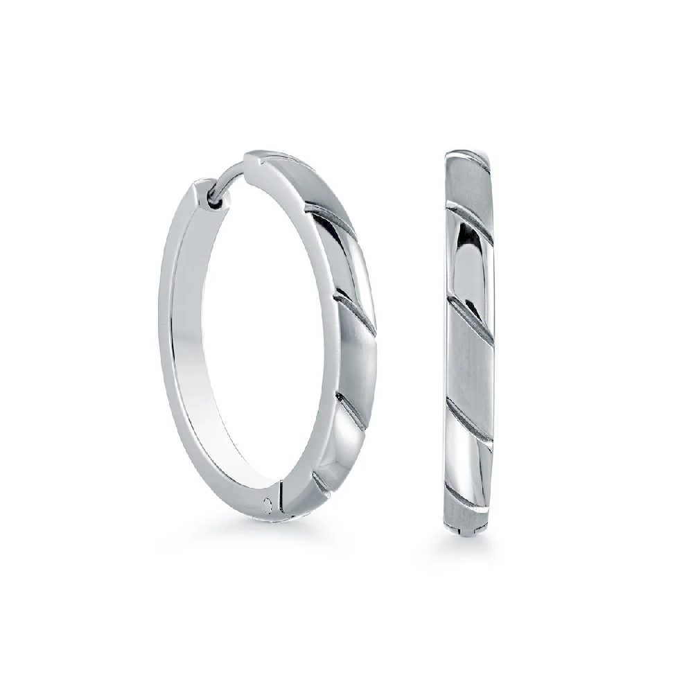 Textured Huggie Earrings Stainless Steel