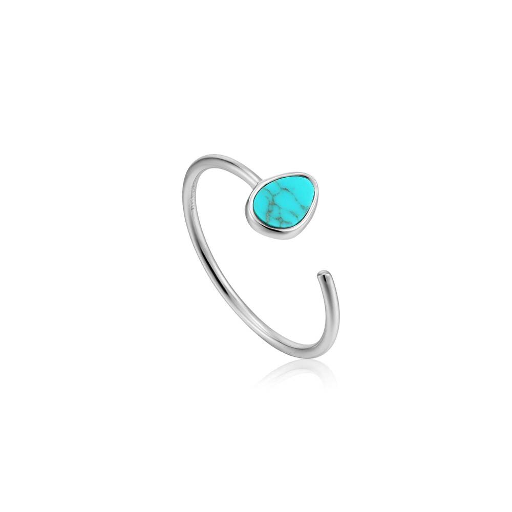 Bague argent rhodié, turquoise - R027-02H - Ania Haie