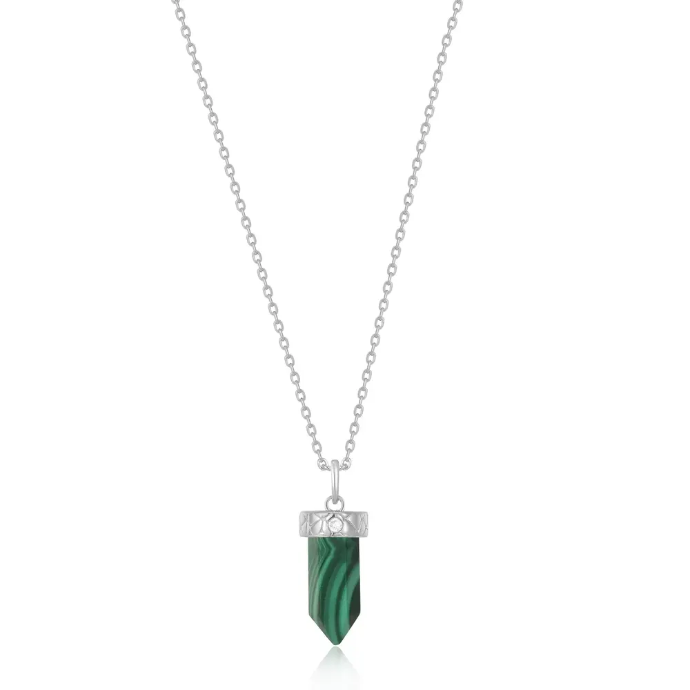 Collier argent avec pendentif en malachite - N039-03H-M - Ania Haie