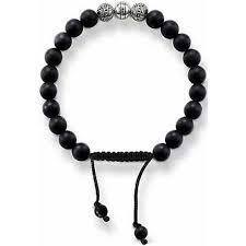 .925 obsidian, black nylon bracelet