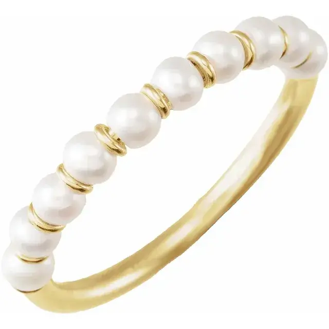 Bague or jaune, perles d'eau douce