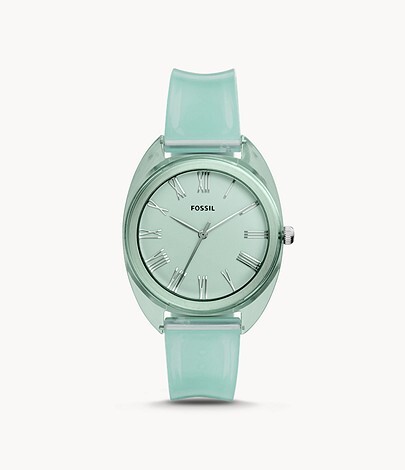 Green silicone, steel, and plastic watch - ES4858 - Fossil