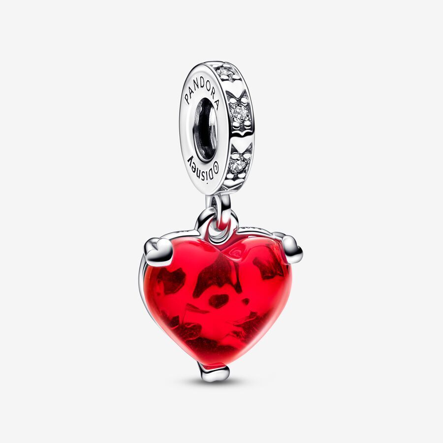 Bille mickey et minnie, verre de murano rouge, zircons, argent. - 792522C01 - Pandora