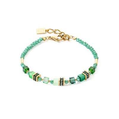 Bracelet acier doré, cristaux verts - 4565-30-0500 - Coeur De Lion