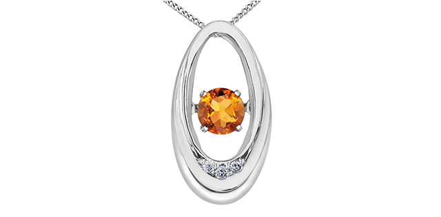 Pendentif or blanc citrine et 1 pt dia - LT27083W11C10 - Libman