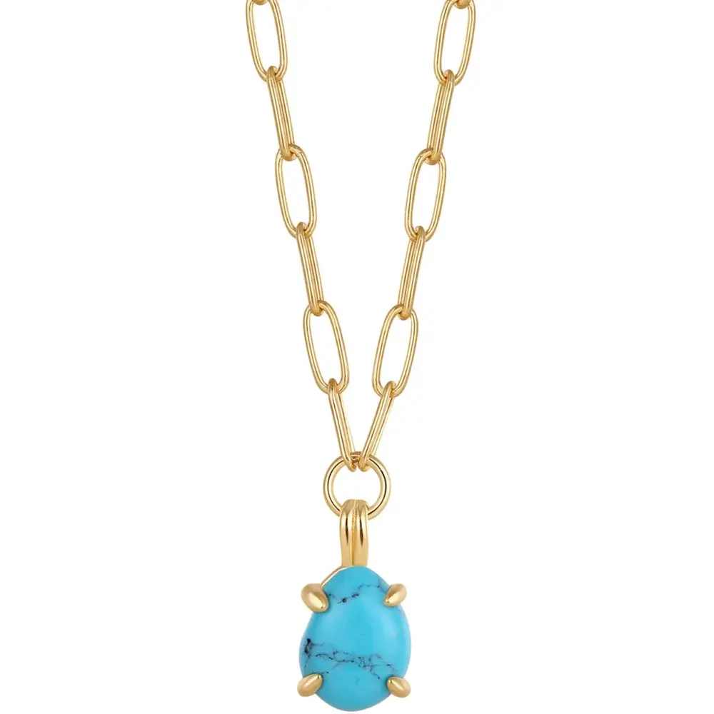 Collier argent doré, turquoise