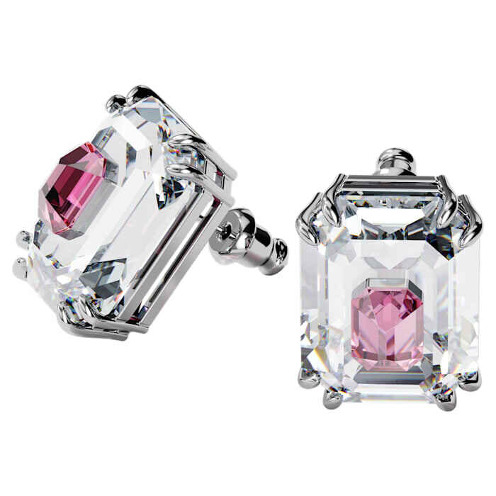 Metal, pink crystal fixed earrings - 5600627 - Swarovski