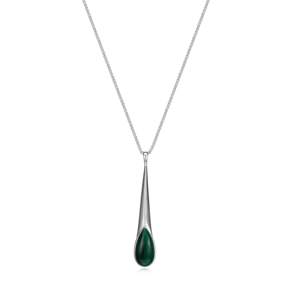 Pendentif argent rhodié, malachite