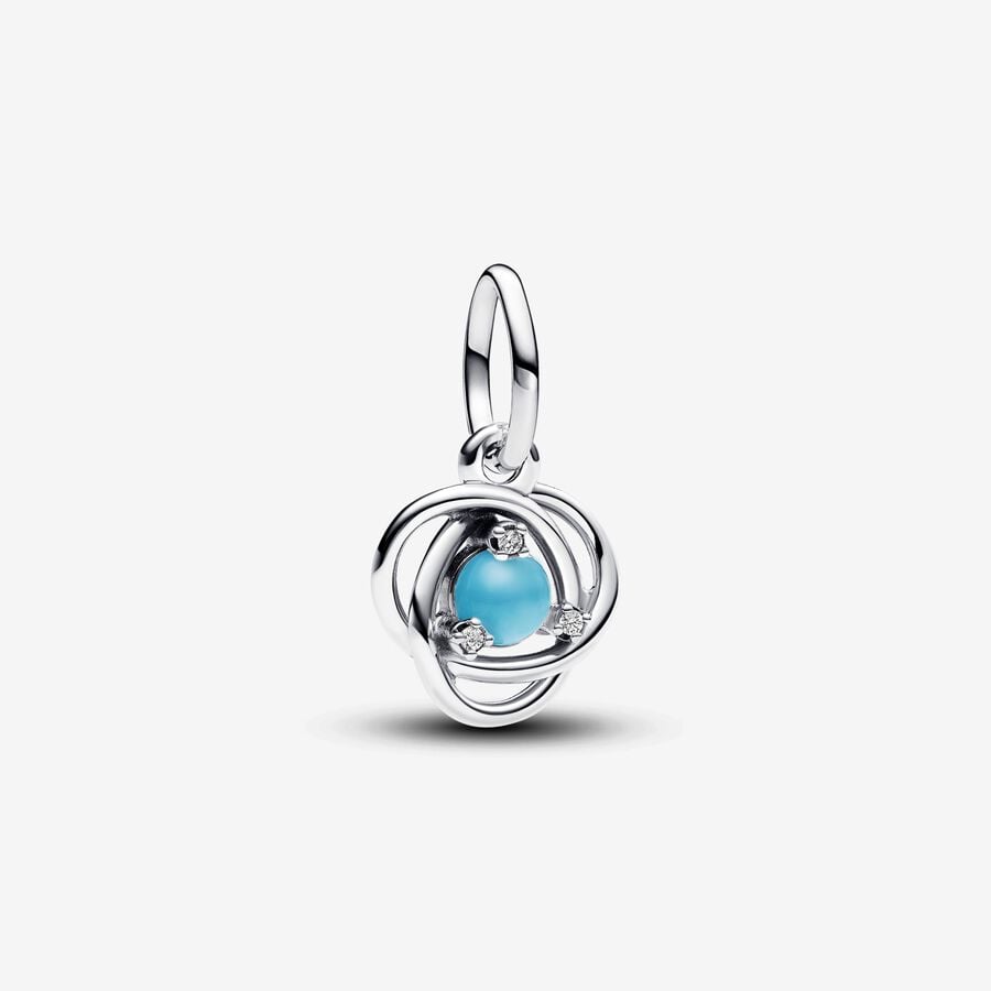 Eternal circle charm, silver, turquoise blue crystal, cubic zirconia - 793125C12 - Pandora