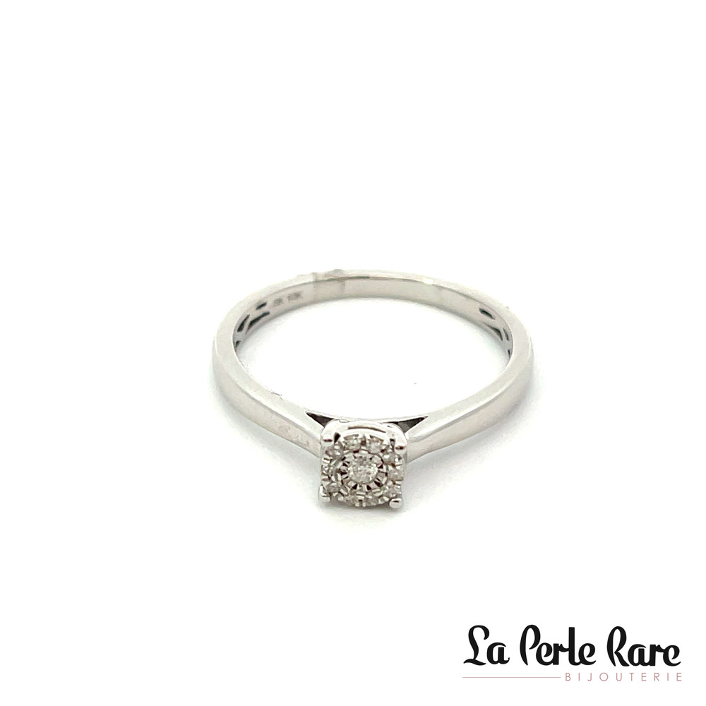 Bague solitaire illusion, or blanc, 5 pts dia tot - SKR21560-05B - Exclusivités