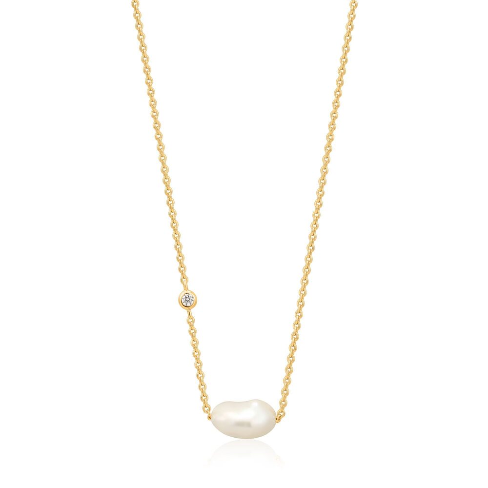 Golden necklace with pearl - N019-02G - Ania Haie