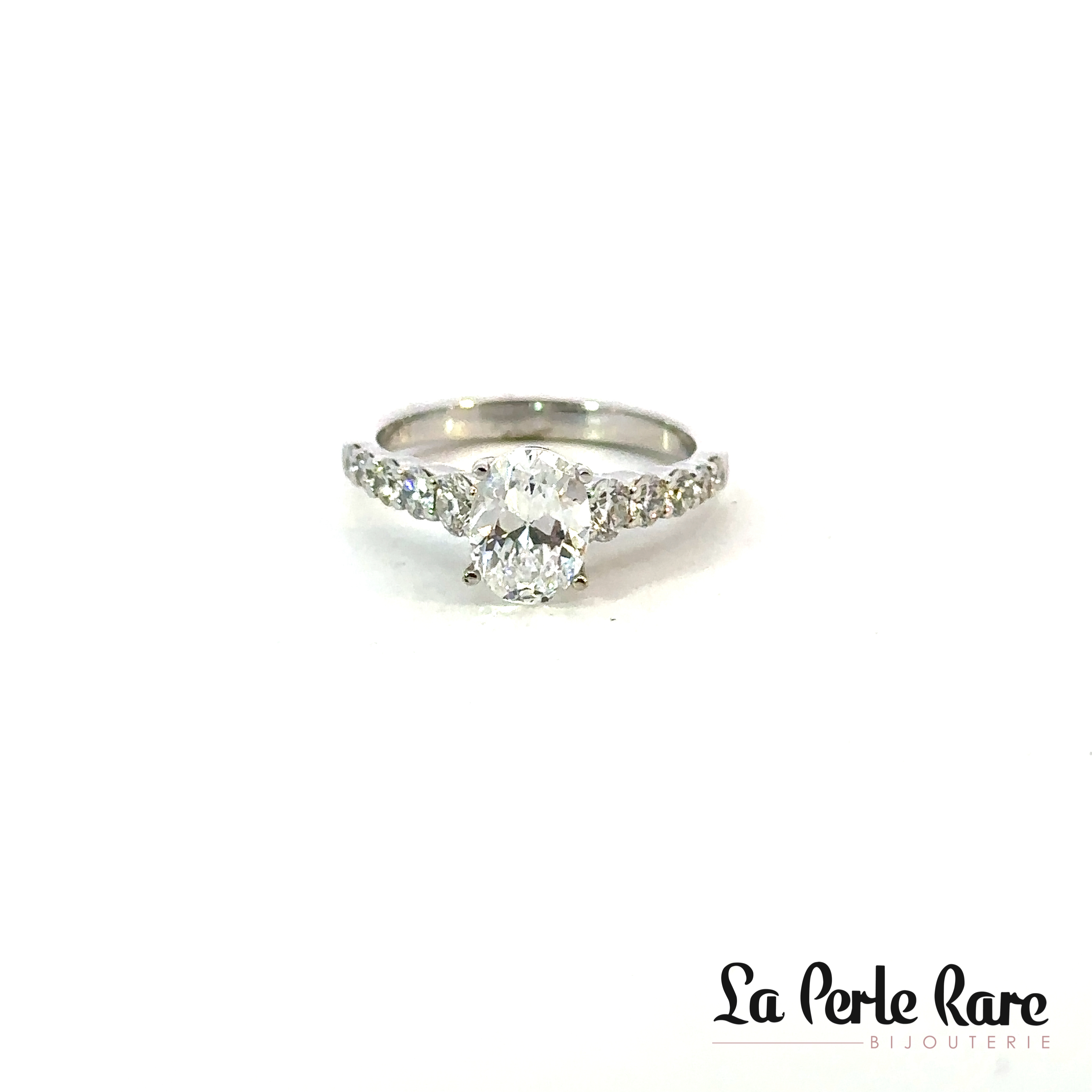 White gold ring with a total of 65 points of diamonds, central cubic zirconia - ZR2300 - Zeghani