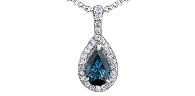 White gold, sapphire pend with 8 dia pts tot - DD7678 - Corona