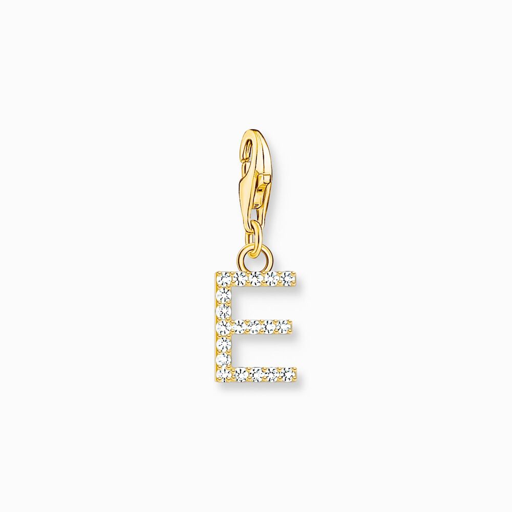 Charm lettre e, argent doré, zircons - 1968-414-14 - Thomas Sabo