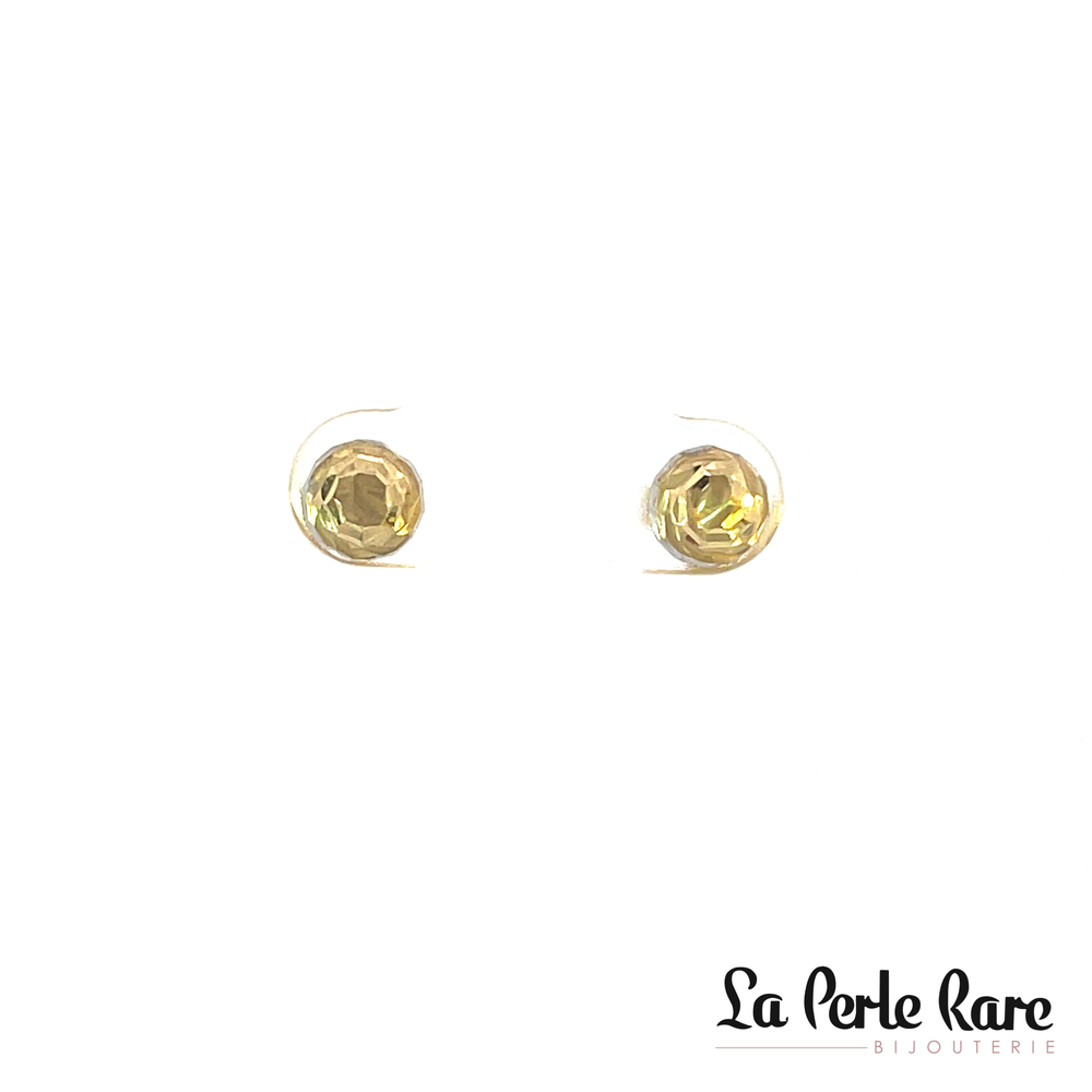 2-tone gold semi-bead textured fixed earrings - ECH-2397-2T - Exclusivity