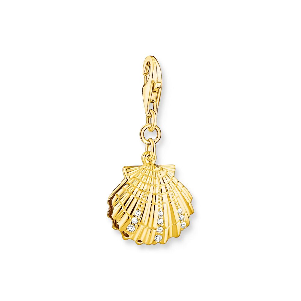 Pendentif charm coquillage, argent doré, zircons blancs, perle - 1893-445-14 - Thomas Sabo