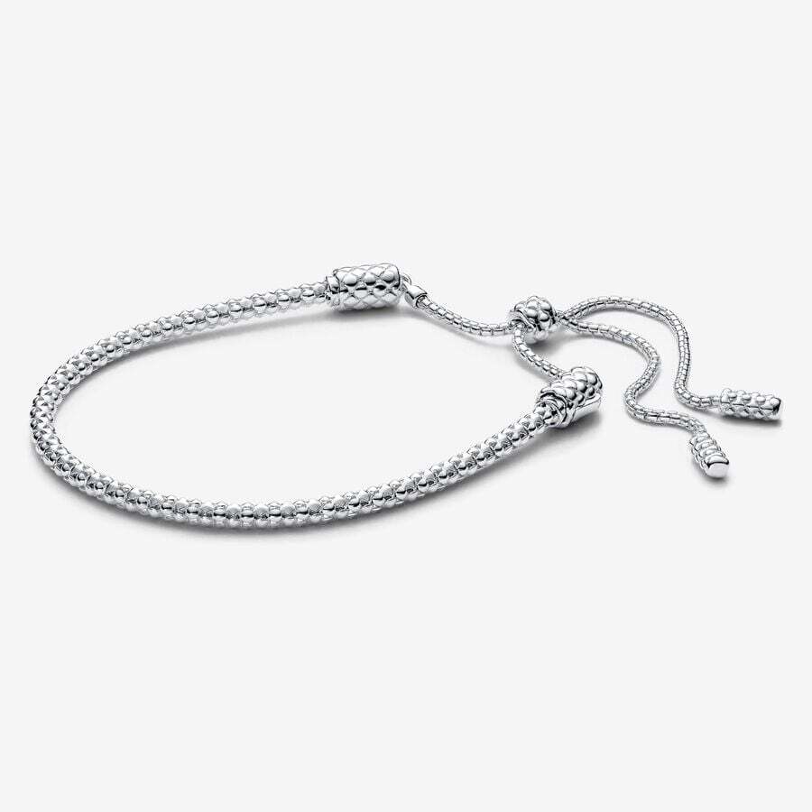 Studded chain sliding bracelet, silver