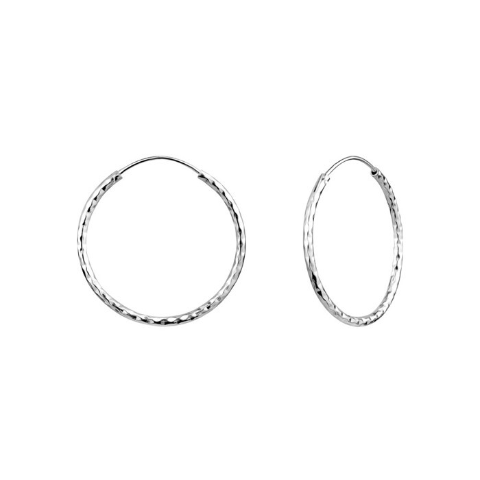 Silver hoop earrings with patterns - E1242 - Gl Creation