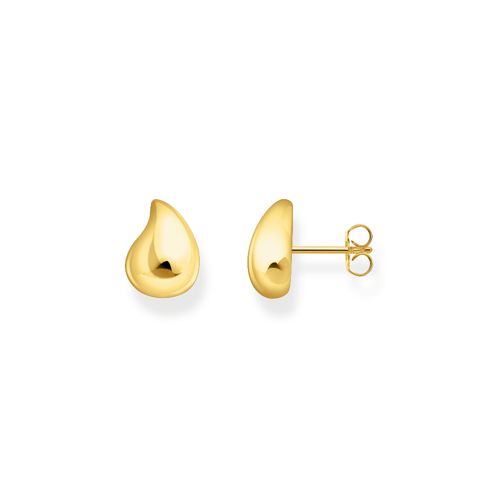 Boucles d'oreilles fixes gouttes organiques, argent doré