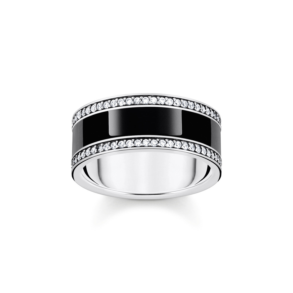 Jonc argent, zircons, émail noir - TR2446-691-11-56 - Thomas Sabo