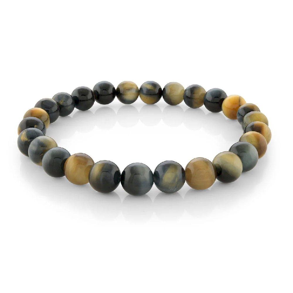 Expandable Multicolored Tiger's Eye Bracelet - BB-272-ST-M - Italgem Steel