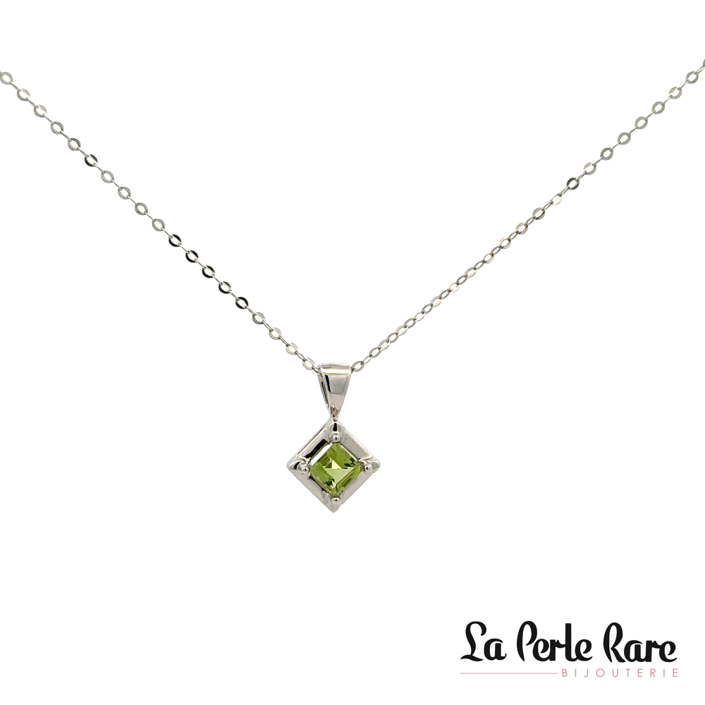 Pendentif or blanc, peridot - P2336-PE - Exclusivités