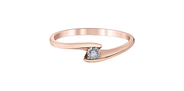 Bague or rose avec 1 pts dia tot - DX825R15 - Corona