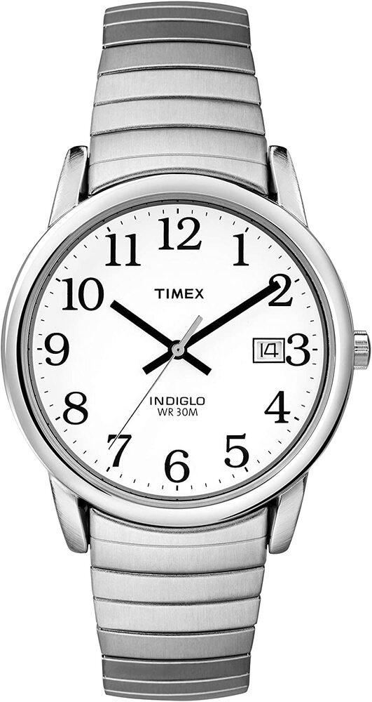 Montre extensible métal, fond blanc