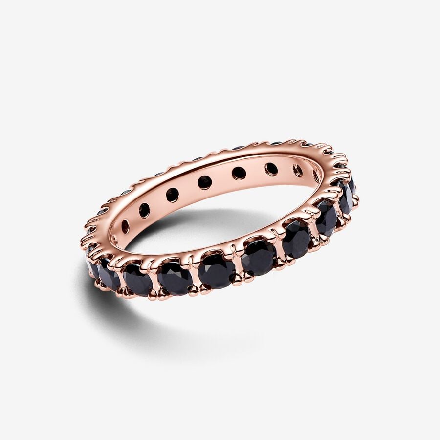 Eternity band, rose metal, black cubic zirconia