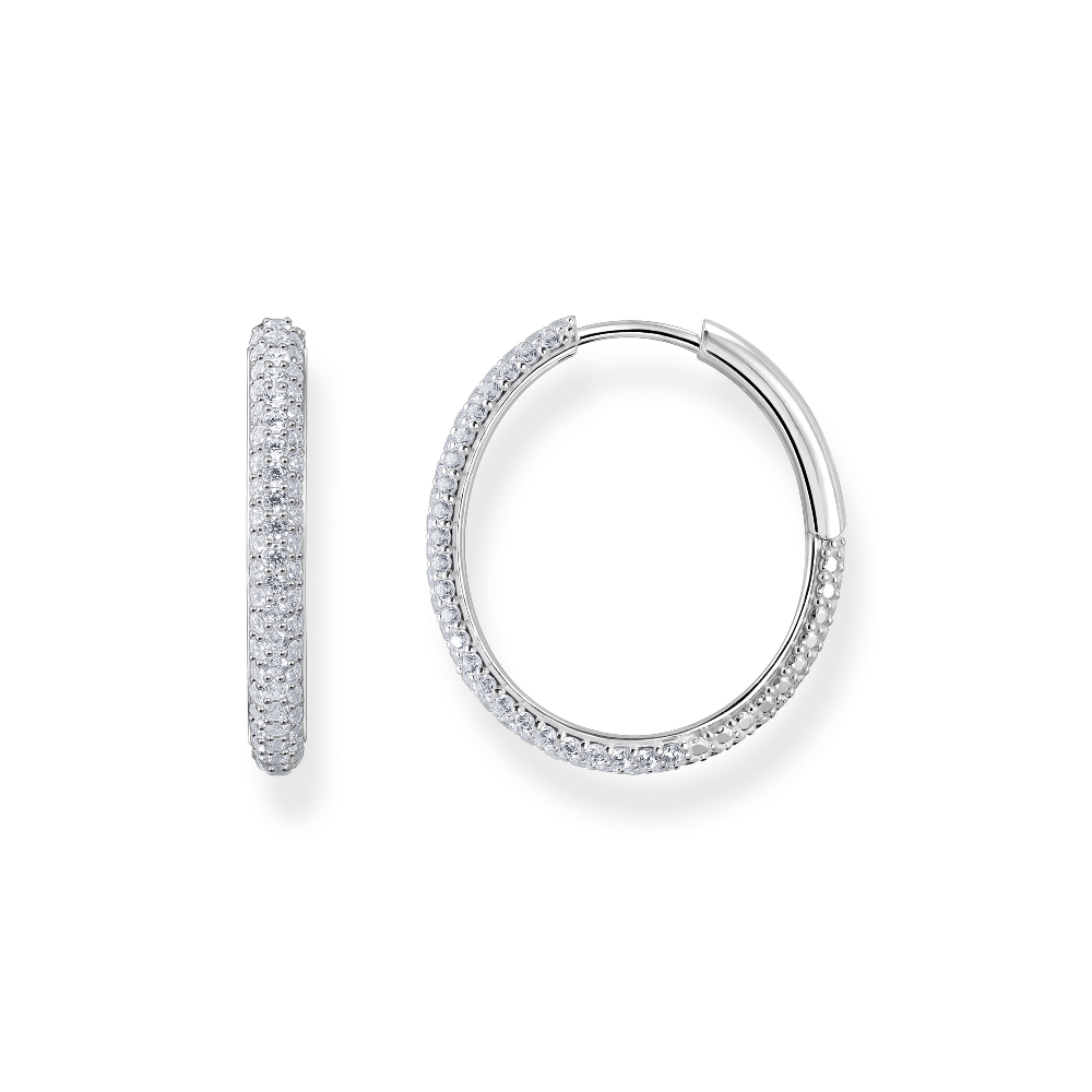 Elegant Silver Huggies with White Zircons