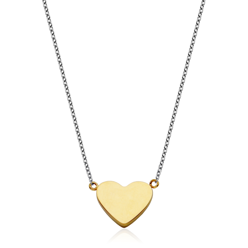 Collier coeur, acier 2 tons (blanc/jaune)