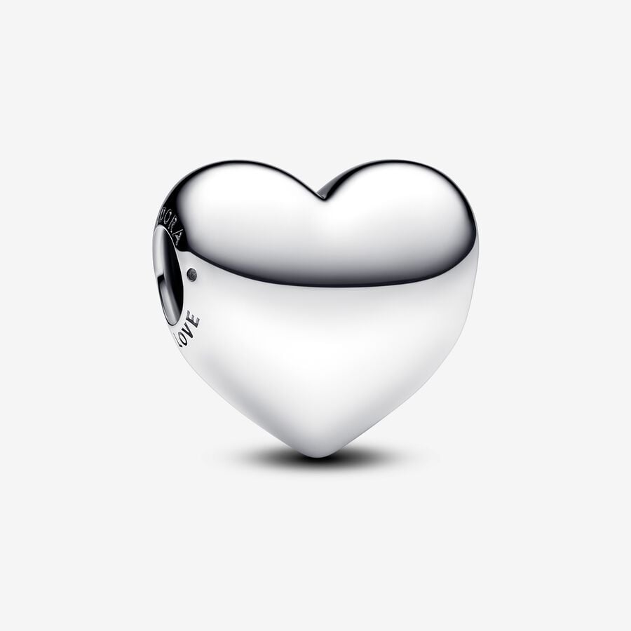 Large engravable heart charm in silver