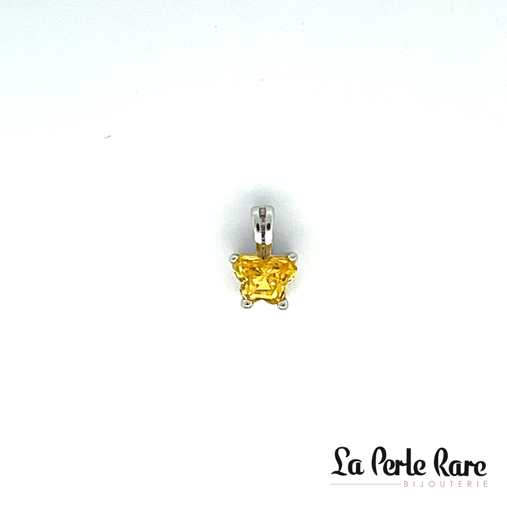 Pendentif argent, novembre, zircon jaune