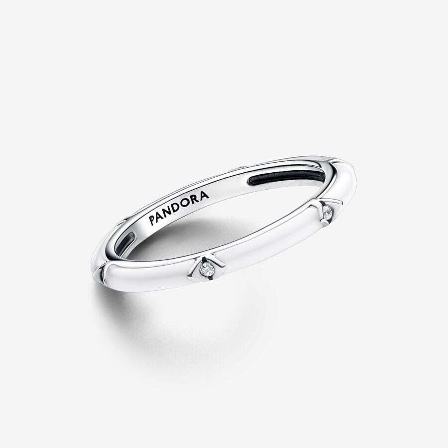 Pandora Me ring, silver, cubic zirconium, white enamel