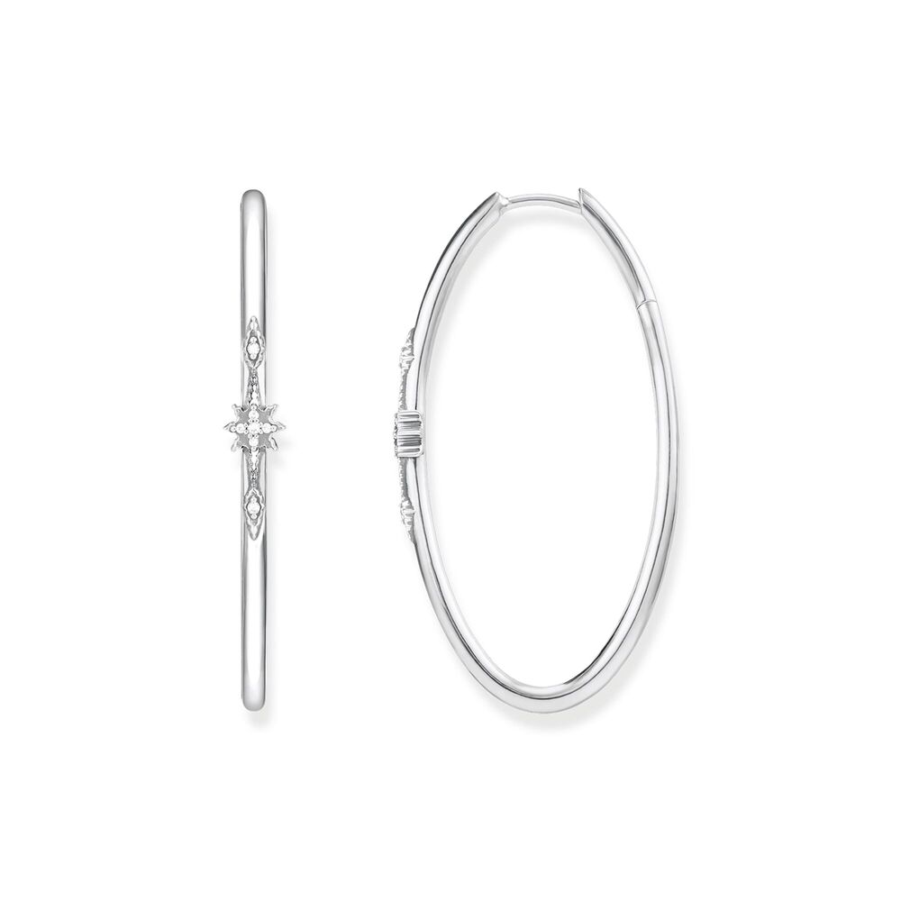 .925 silver white royalty hoop earrings and cz